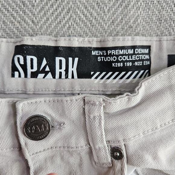 Spark Jeans Men's 29x38 Premium Denim Jeans Studio Collection Gray Frayed 165496 - Picture 4 of 16